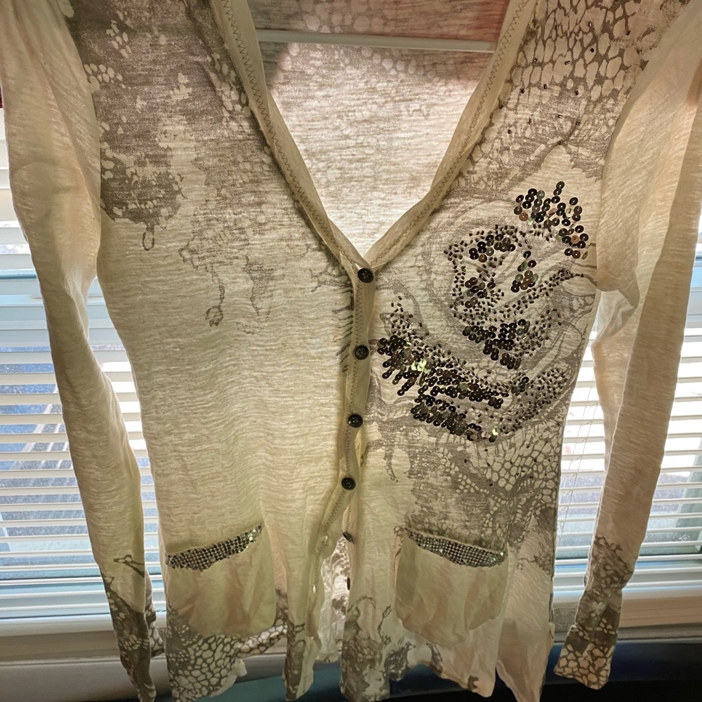 White Sequin cardigan